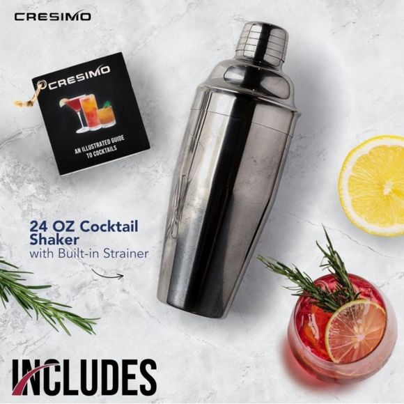 Cresimo 24 oz cocktail shaker with built-in strainer rust proof - Picture 1 of 3
